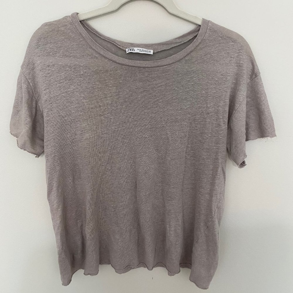 grey ZARA raw hem t-shirt
